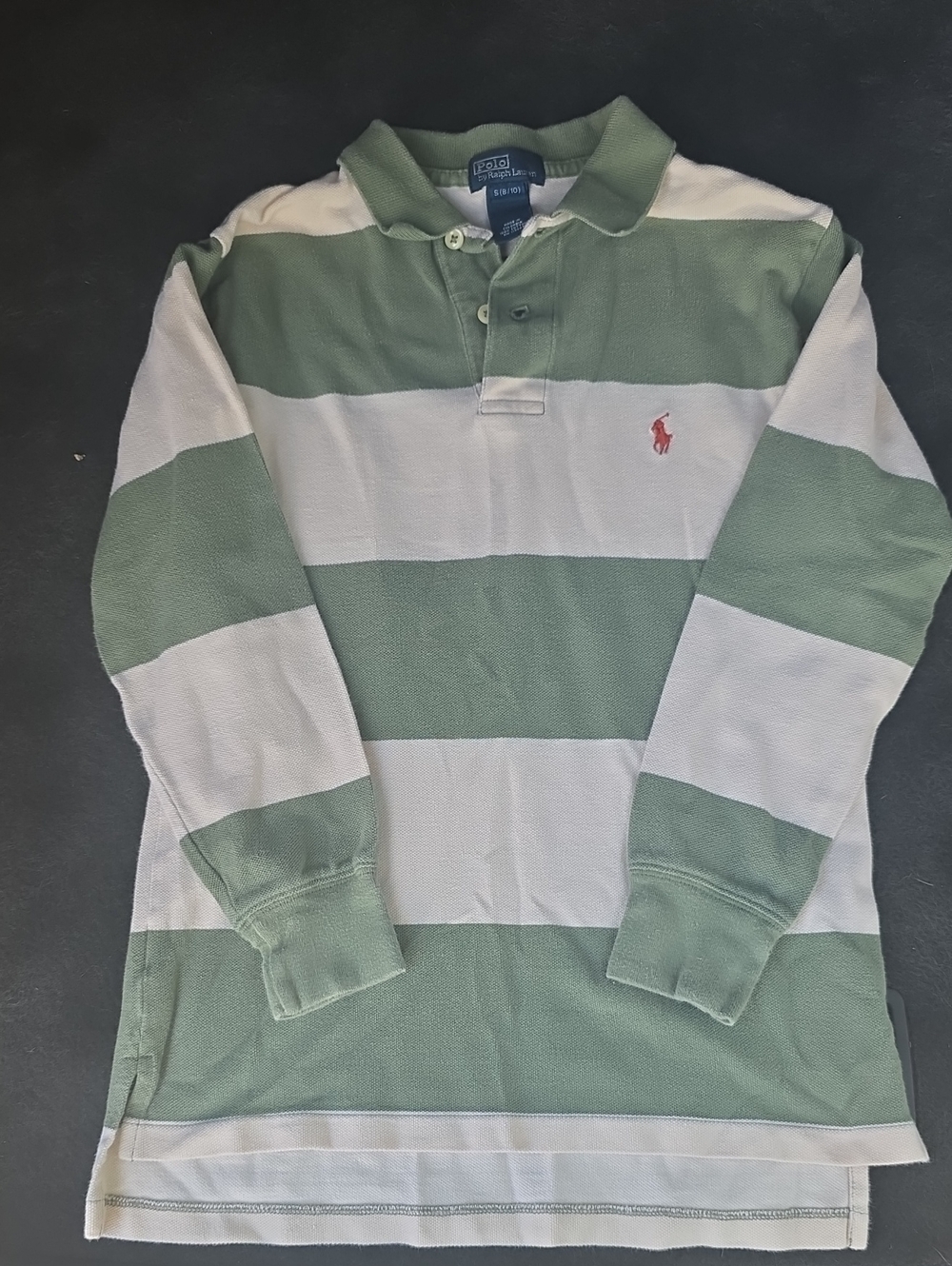 Polo by Ralph Lauren Light Green & White Striped Rugby Polo